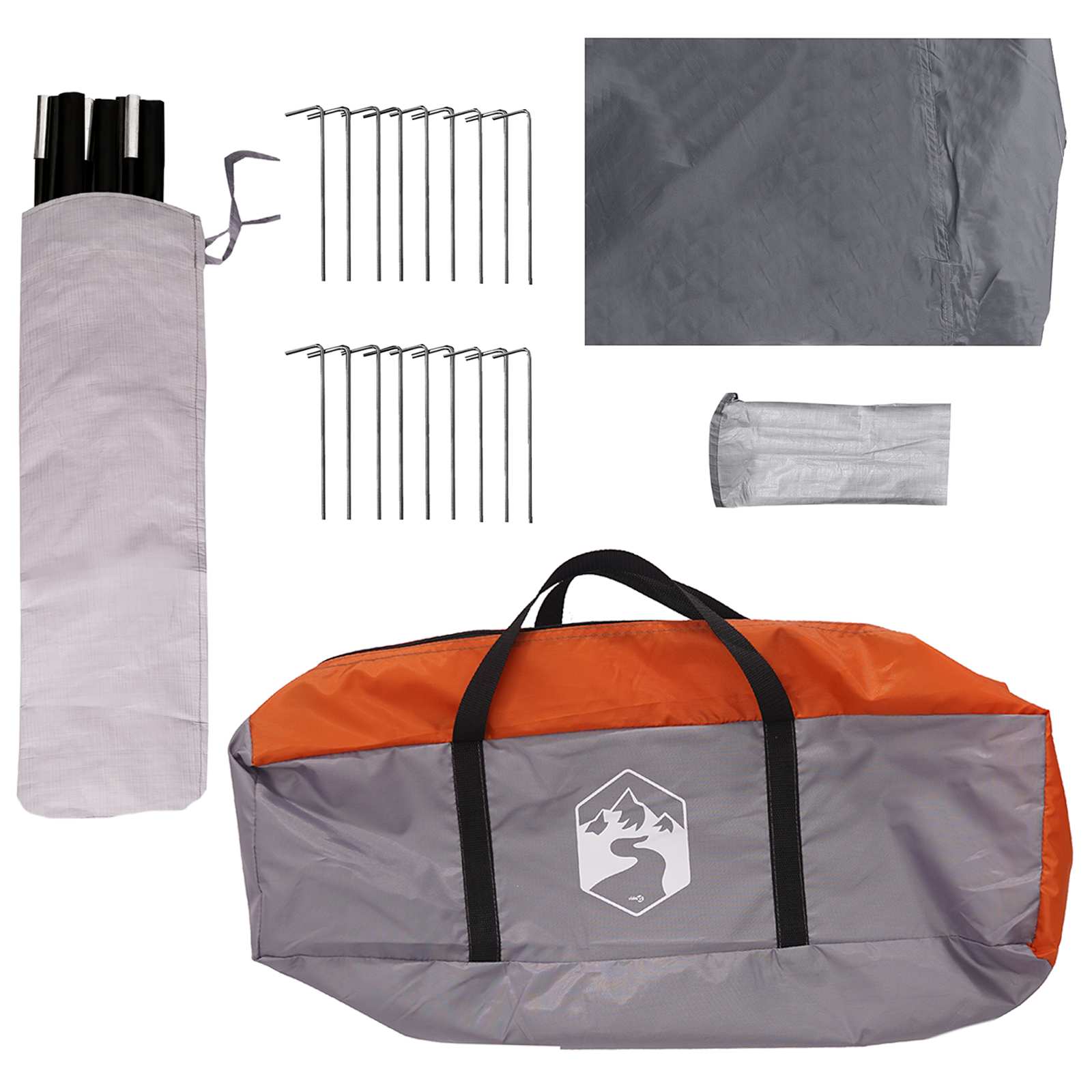 vidaXL Family Tent with Roof Grey and Orange 450 x 400 x 265 cm