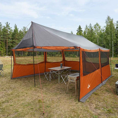 vidaXL Family Tent with Roof Grey and Orange 450 x 400 x 265 cm