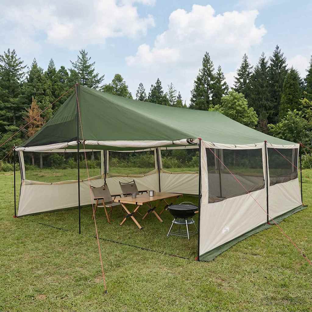 vidaXL Family Tent Green 600 x 400 x 268 cm Polyester and Steel