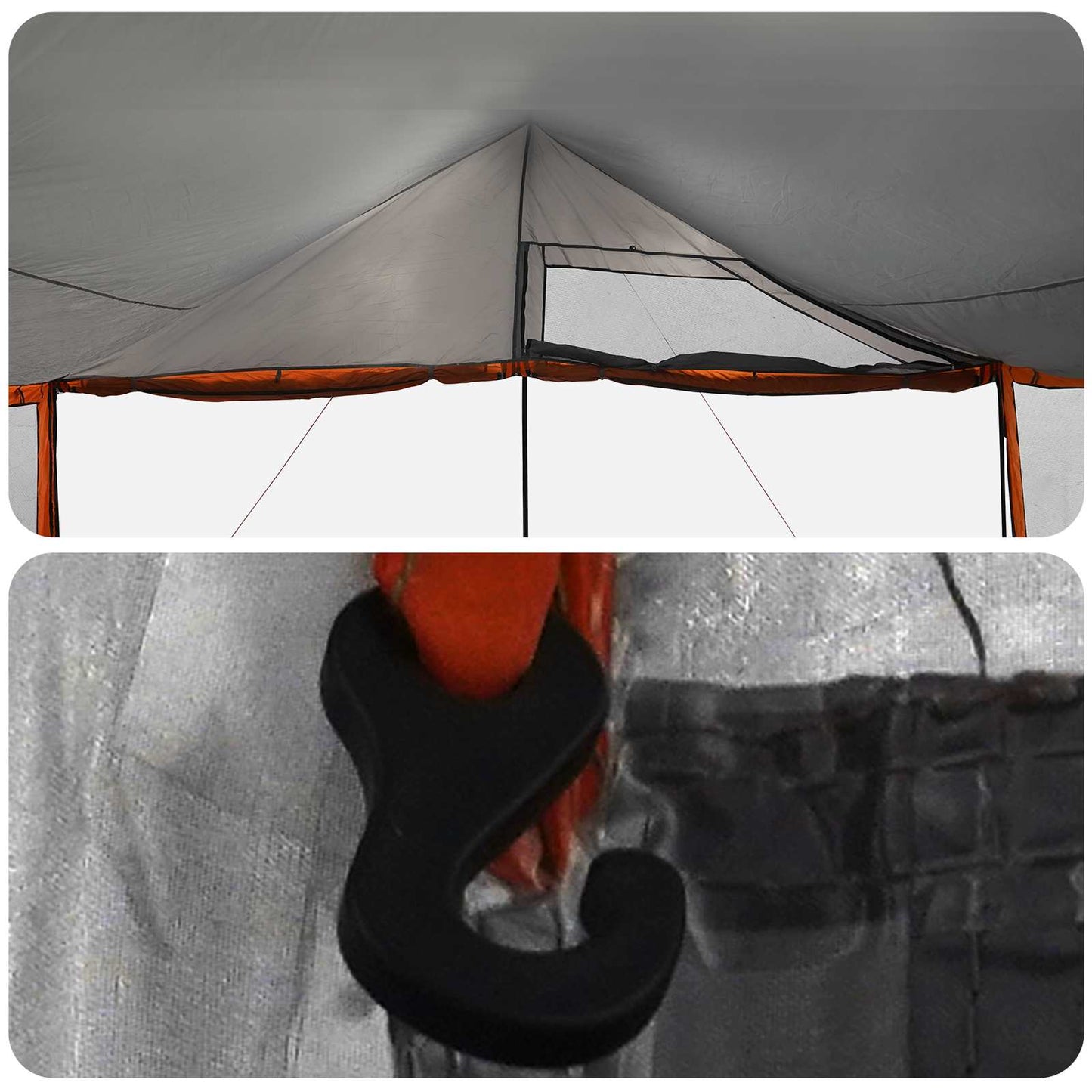 vidaXL Family Tent with Roof Grey and Orange 600 x 400 x 268 cm