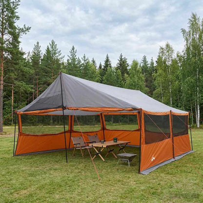 vidaXL Family Tent with Roof Grey and Orange 600 x 400 x 268 cm