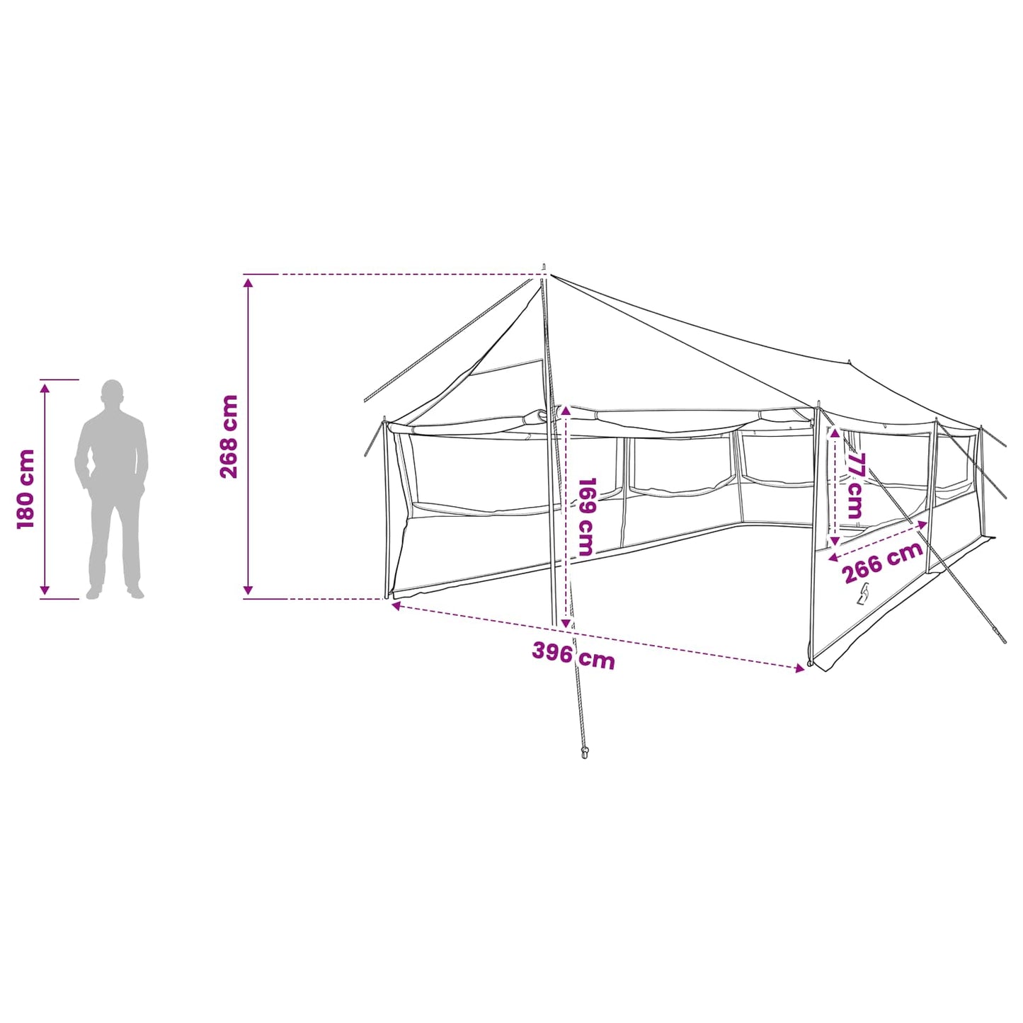 vidaXL Family Tent Army green 600 x 400 x 268 cm Polyester and Steel