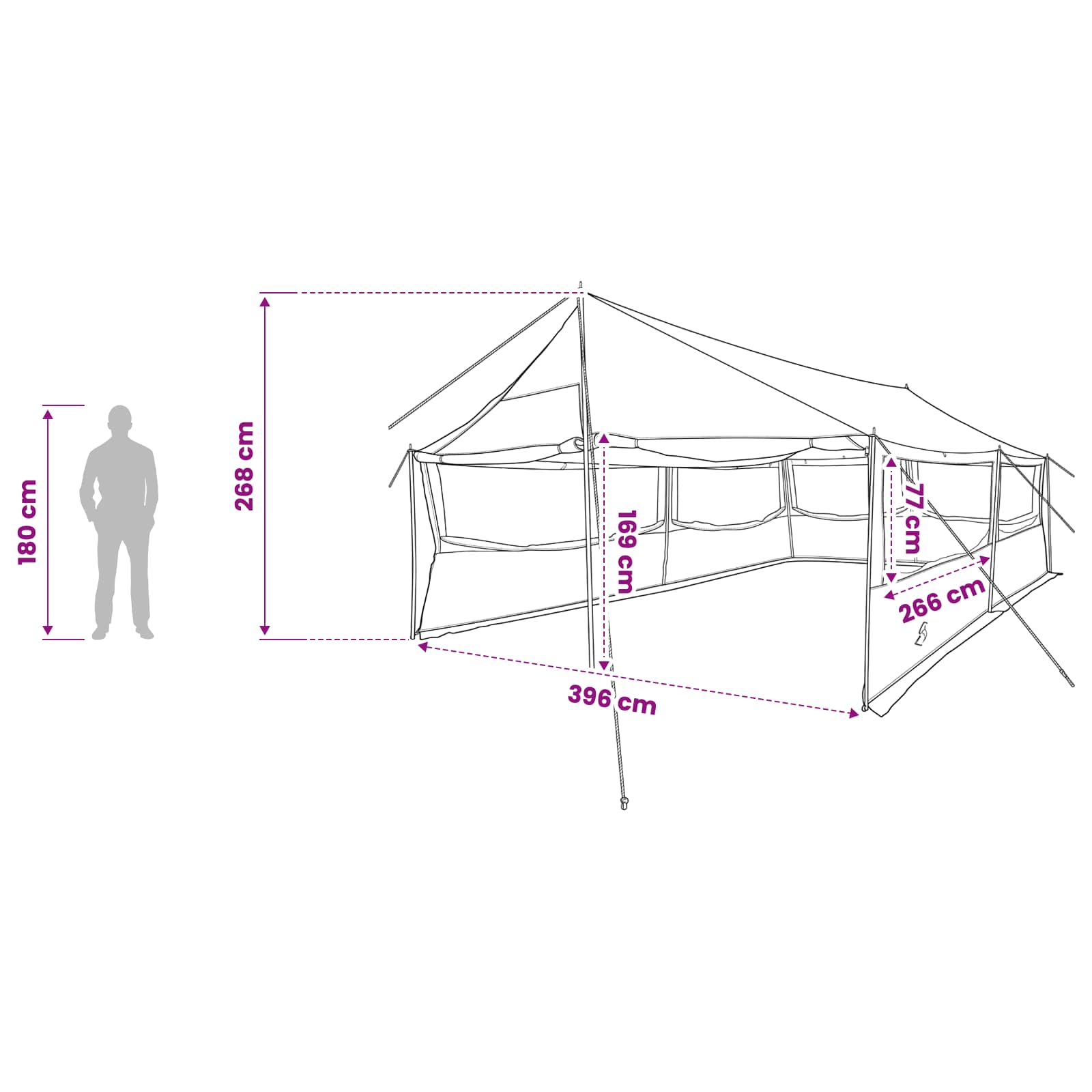 vidaXL Family Tent Army green 600 x 400 x 268 cm Polyester and Steel