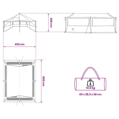 vidaXL Family Tent Army green 600 x 400 x 268 cm Polyester and Steel
