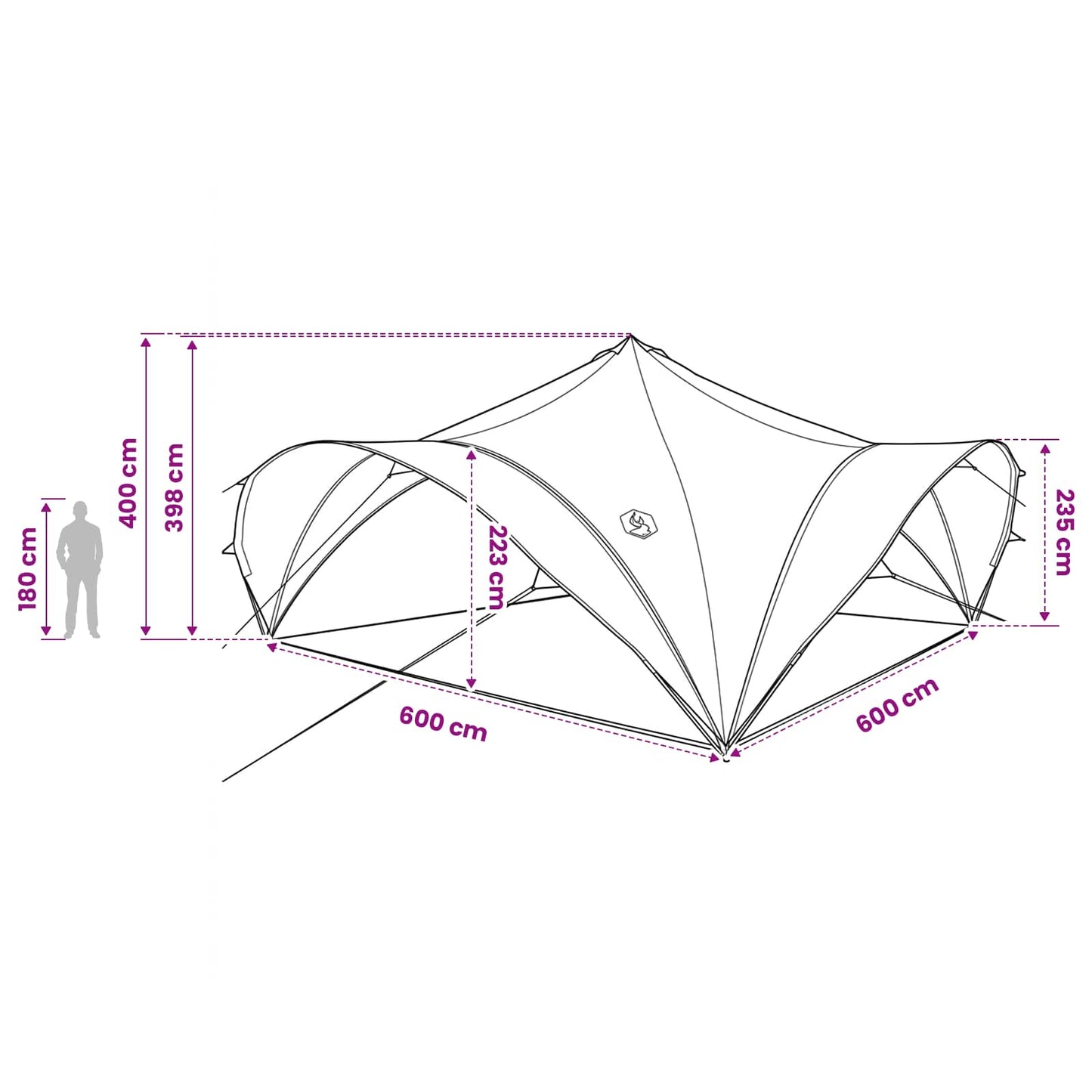 vidaXL Party Tent Blue 600 x 600 x 400 cm Polyester and Steel