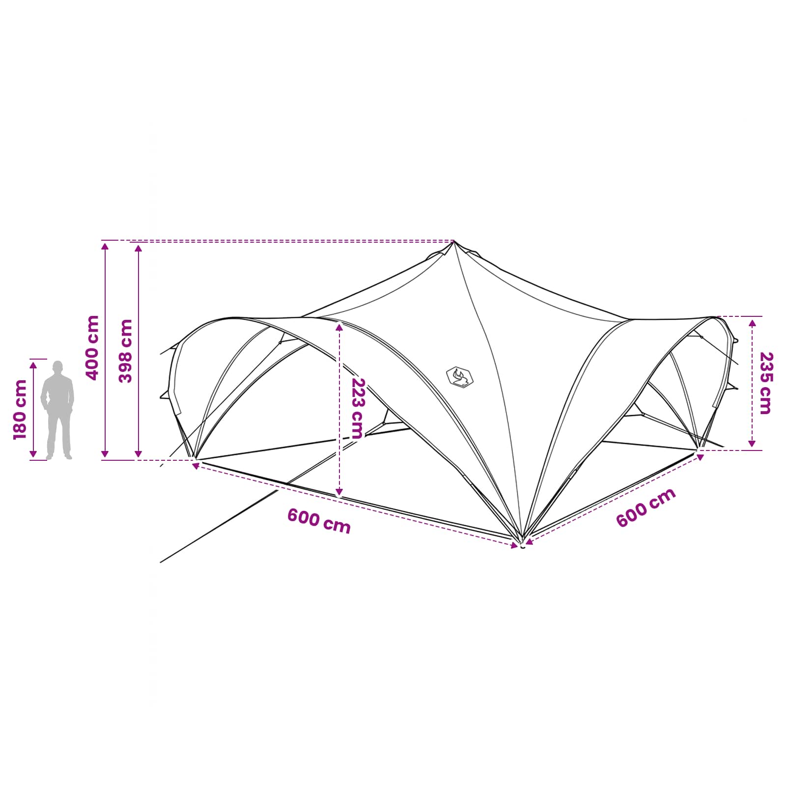 vidaXL Party Tent Army green 600 x 600 x 400 cm Polyester and Steel