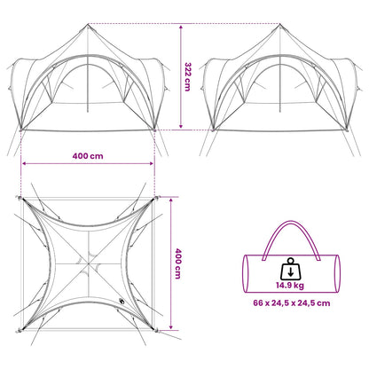 vidaXL Party Tent Green 400 x 400 x 320 cm Polyester and Steel