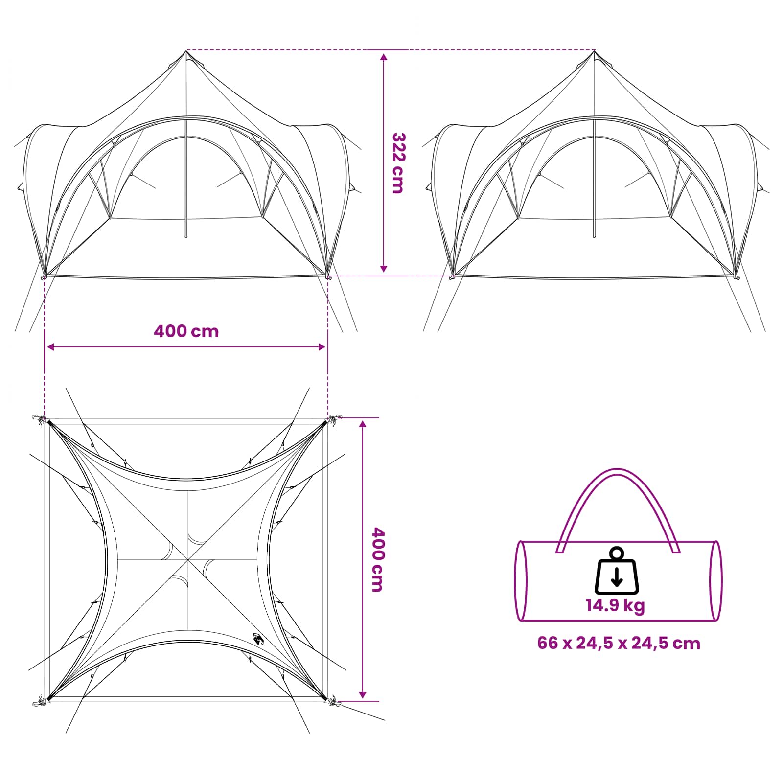 vidaXL Party Tent with Roof Grey and Orange 400 x 400 x 320 cm