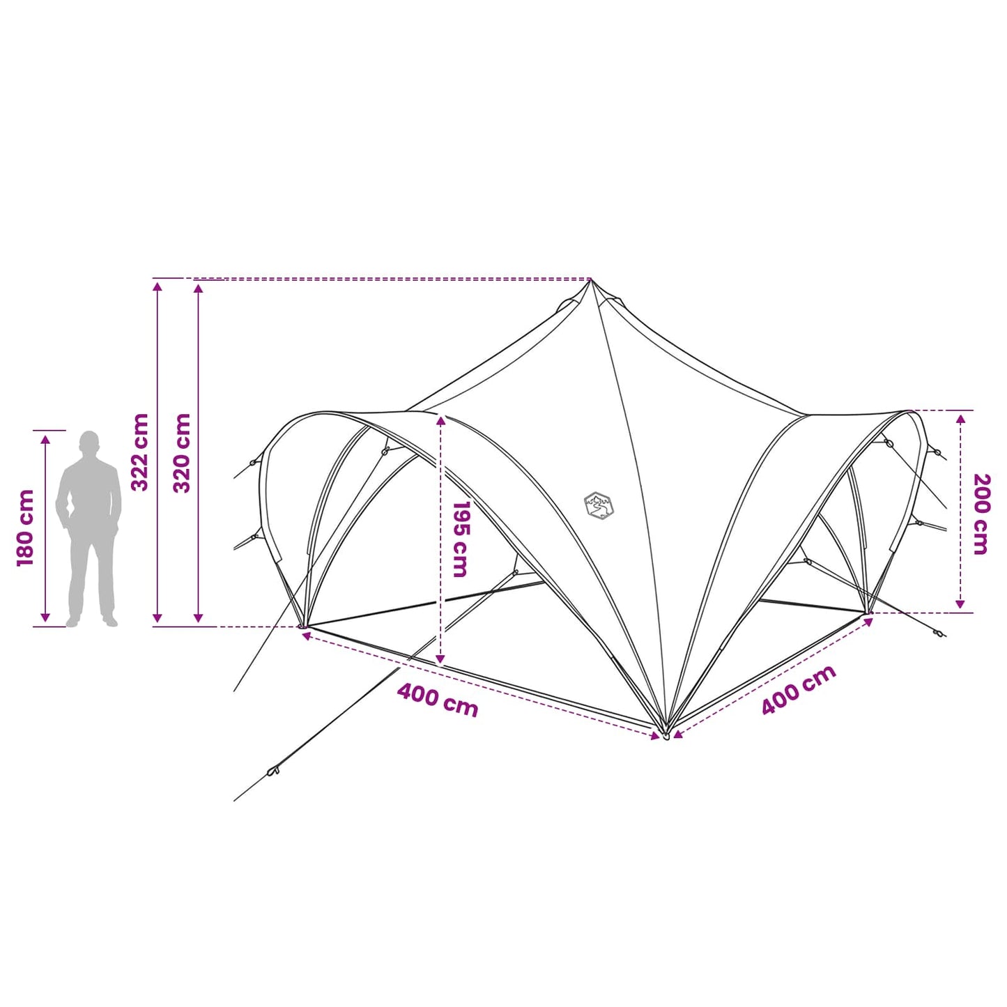 vidaXL Party Tent 400 x 400 x 320 cm Army green Polyester and Steel