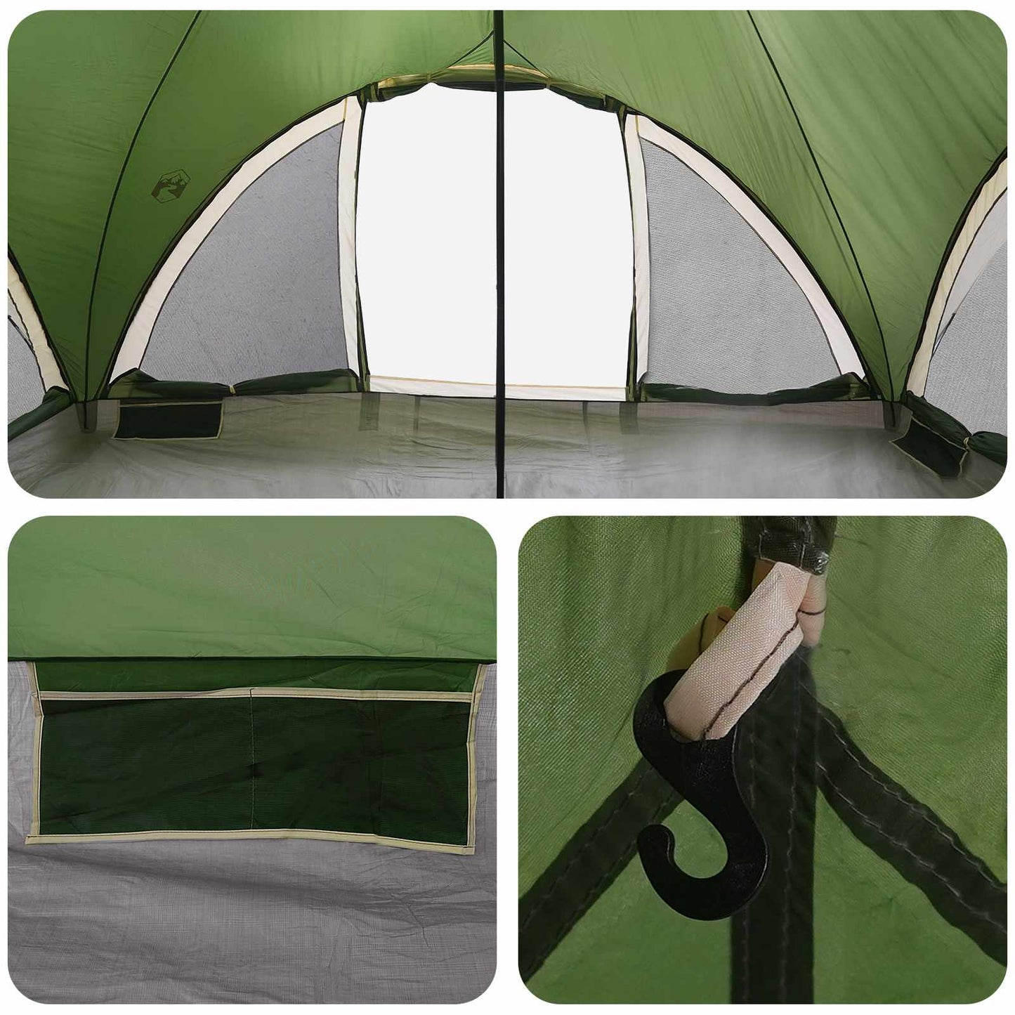 vidaXL Tipi Tent with Roof Green 18-Person Polyester and Steel
