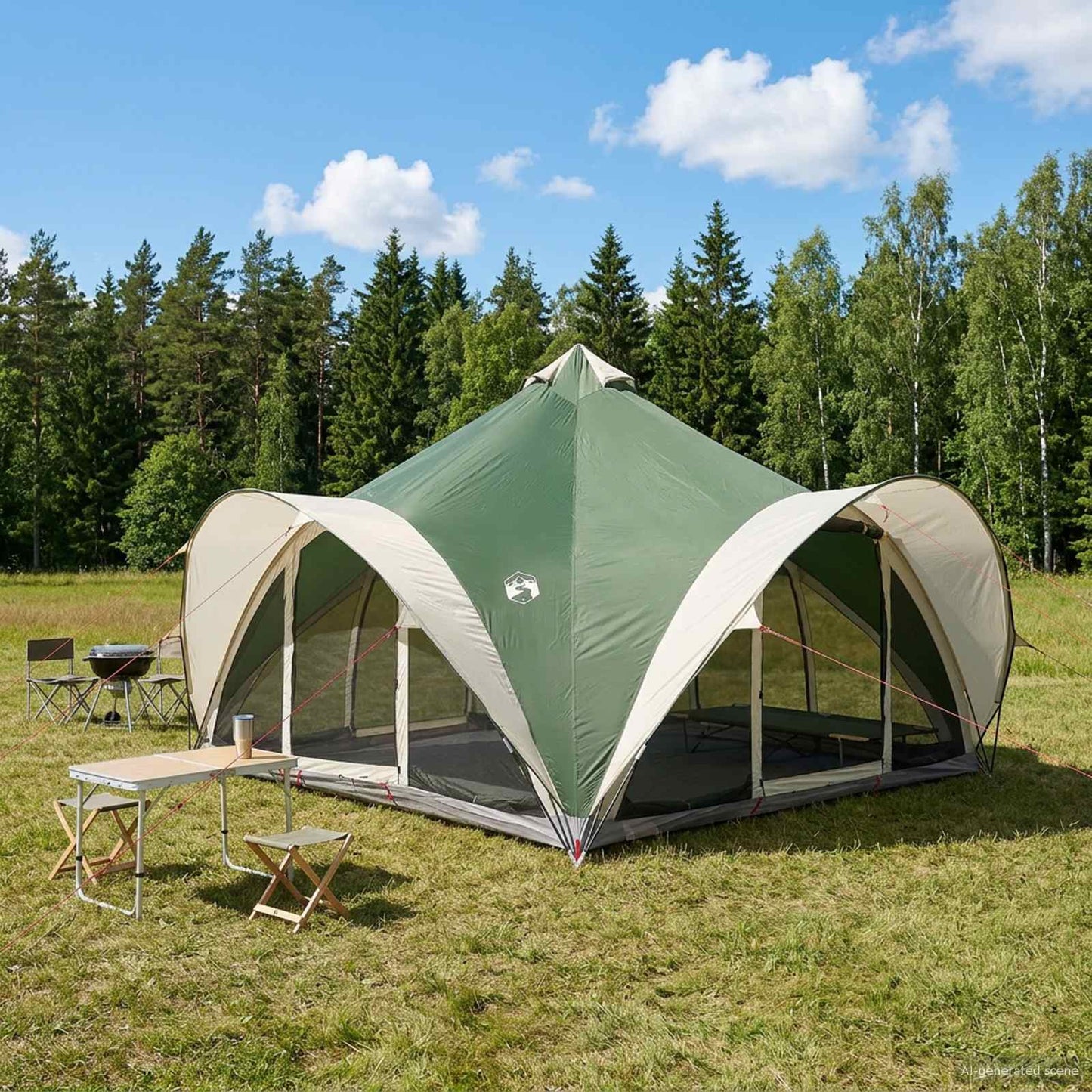 vidaXL Tipi Tent with Roof Green 18-Person Polyester and Steel