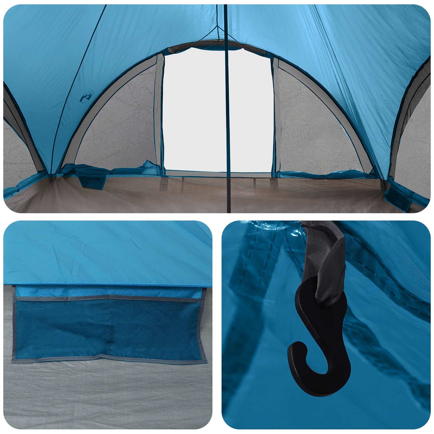 vidaXL Tipi Tent with Roof Blue 18-Person Polyester and Steel