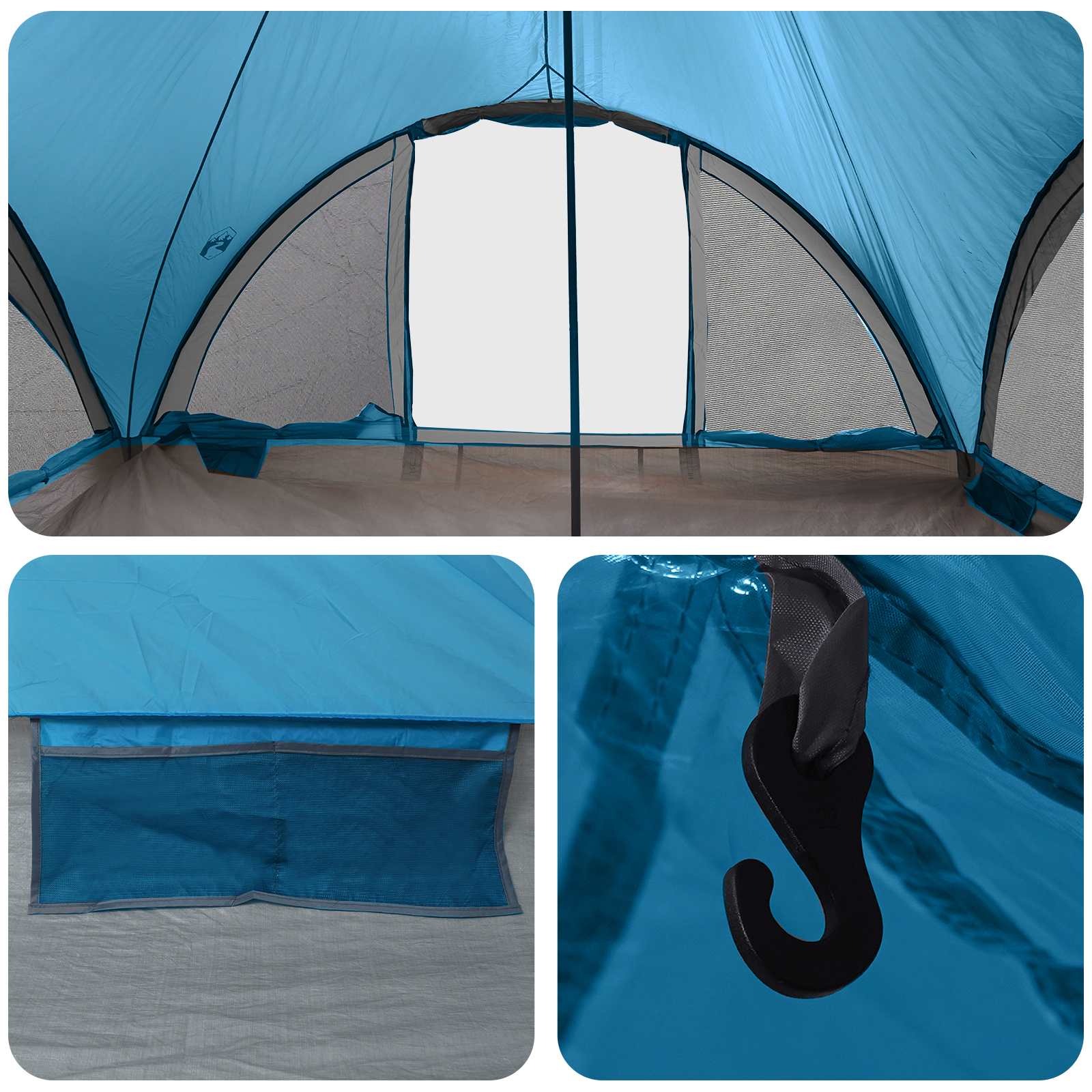 vidaXL Tipi Tent with Roof Blue 18-Person Polyester and Steel
