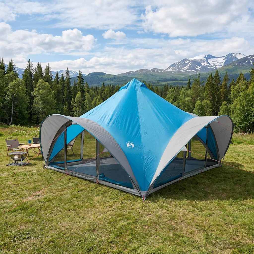 vidaXL Tipi Tent with Roof Blue 18-Person Polyester and Steel