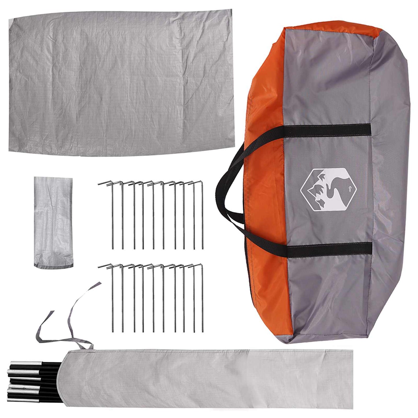 vidaXL Tipi Tent Grey and Orange 18-Person Polyester and Steel