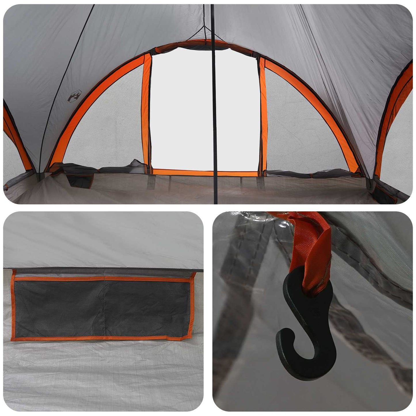 vidaXL Tipi Tent Grey and Orange 18-Person Polyester and Steel
