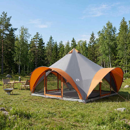 vidaXL Tipi Tent Grey and Orange 18-Person Polyester and Steel