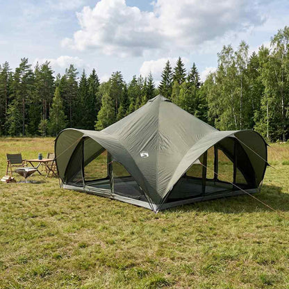 vidaXL Tipi Tent with Roof Army green 18-Person Polyester and Steel