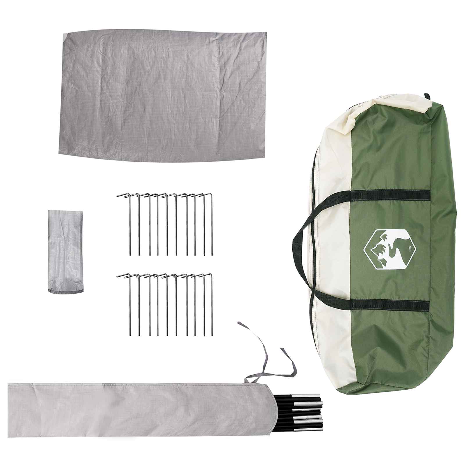 vidaXL Tipi Tent with Roof Green 6-Person Polyester and Steel