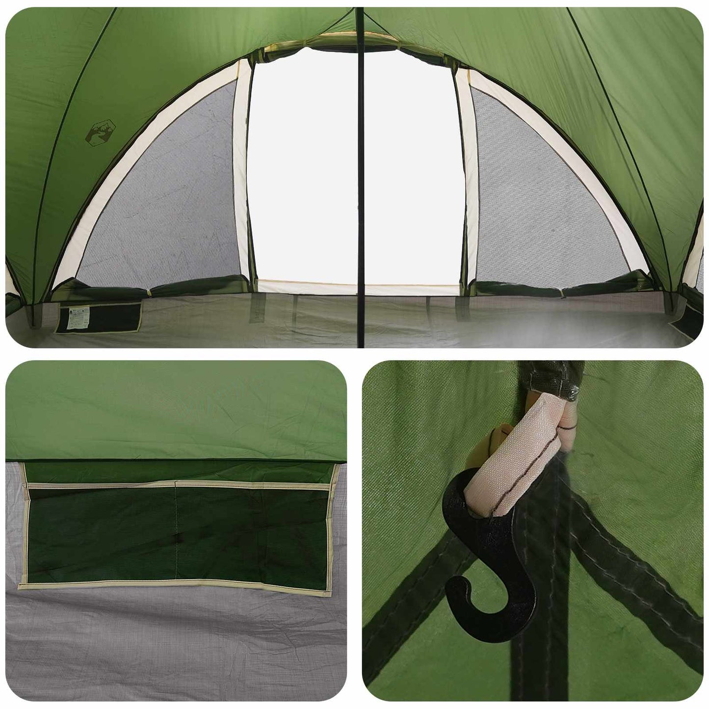 vidaXL Tipi Tent with Roof Green 6-Person Polyester and Steel