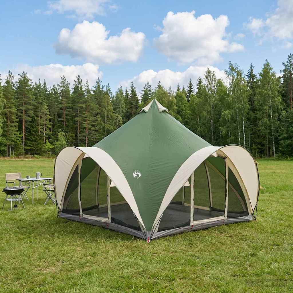 vidaXL Tipi Tent with Roof Green 6-Person Polyester and Steel