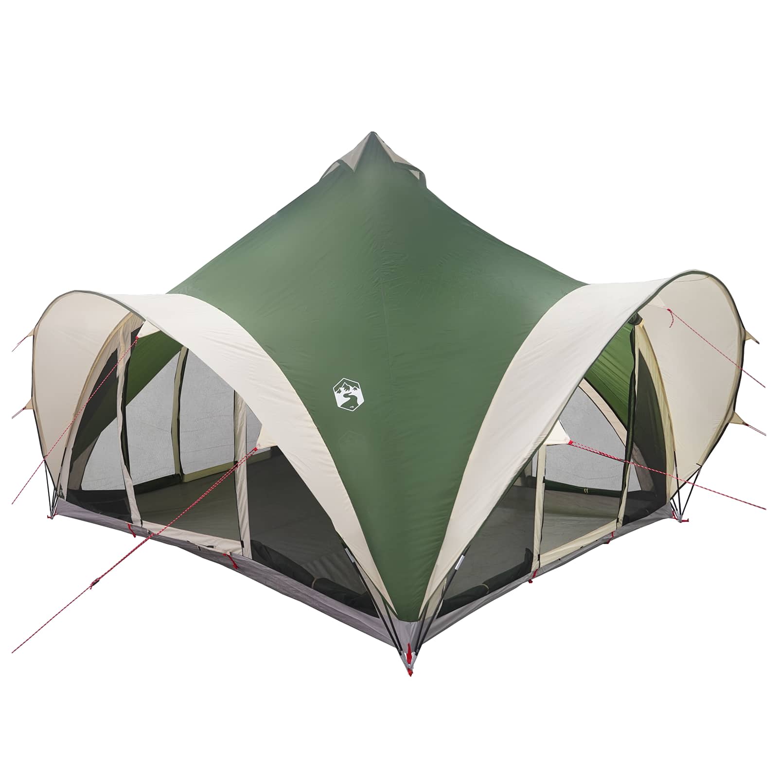 vidaXL Tipi Tent with Roof Green 6-Person Polyester and Steel