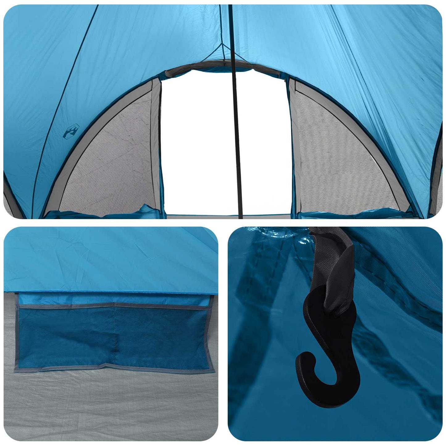 vidaXL Tipi Tent with Roof Blue 6-Person Polyester and Steel