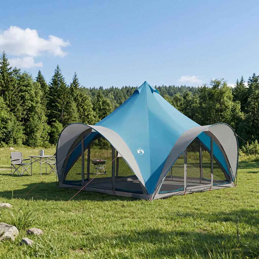 vidaXL Tipi Tent with Roof Blue 6-Person Polyester and Steel