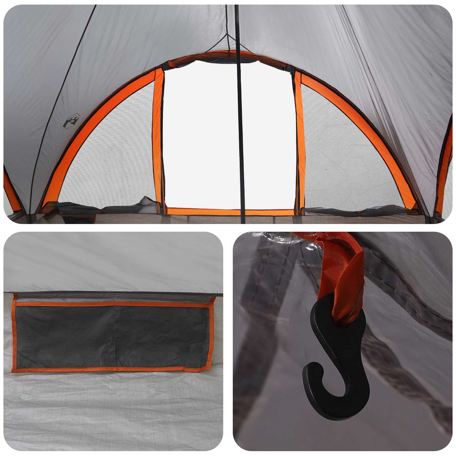 vidaXL Tipi Tent Grey and Orange 6-Person Polyester and Steel