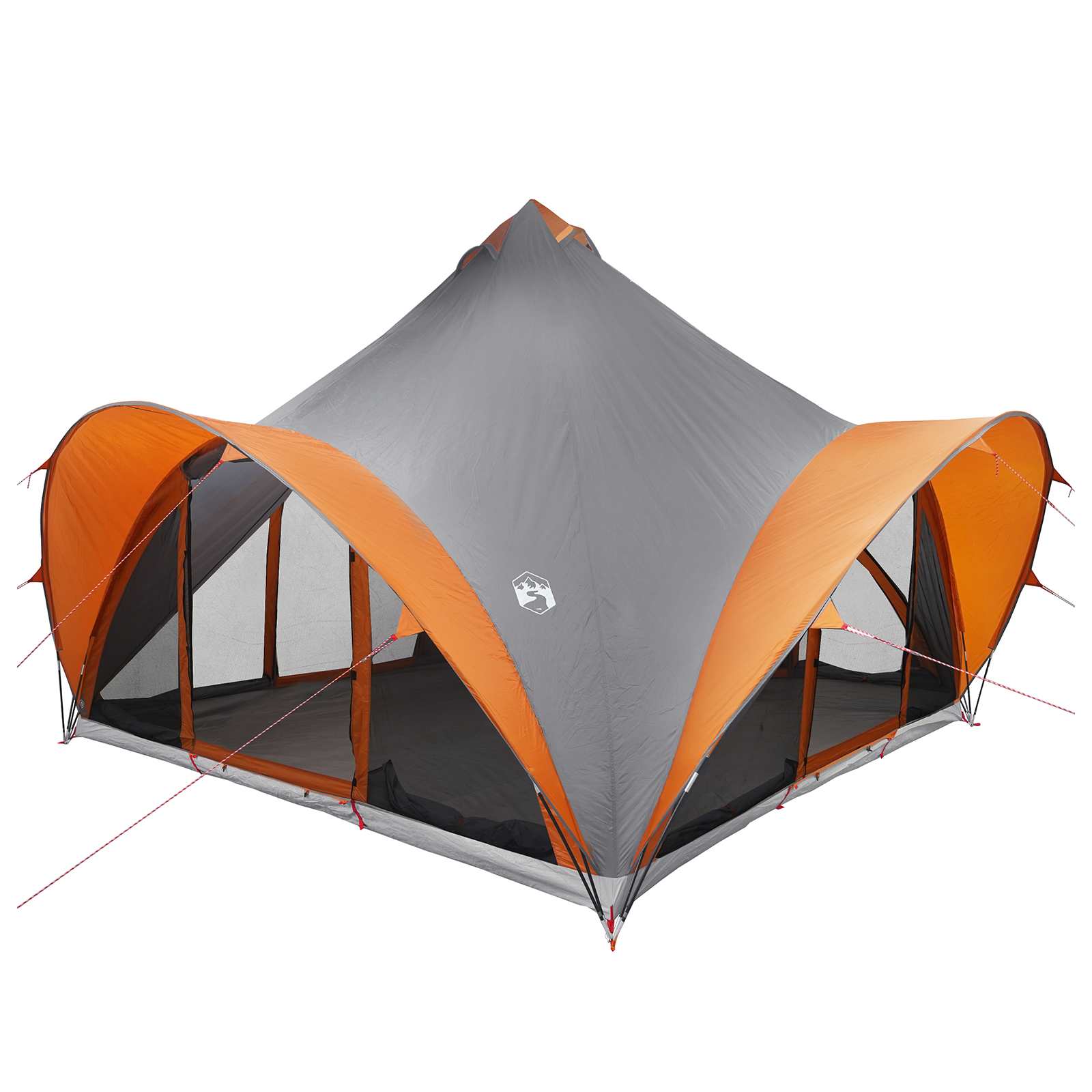 vidaXL Tipi Tent Grey and Orange 6-Person Polyester and Steel