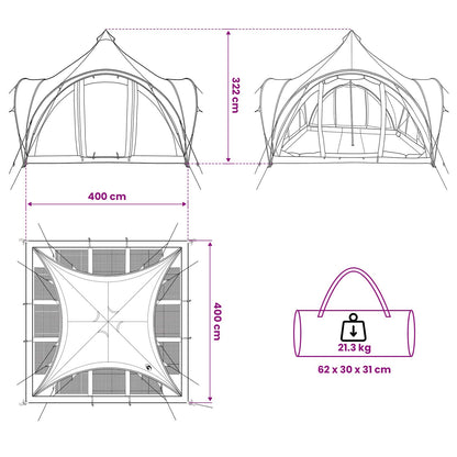 vidaXL Tipi Tent Grey and Orange 6-Person Polyester and Steel