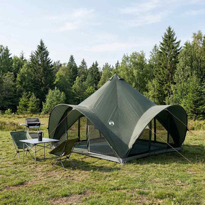 vidaXL Tipi Tent with Roof Army green 6-Person Polyester and Steel