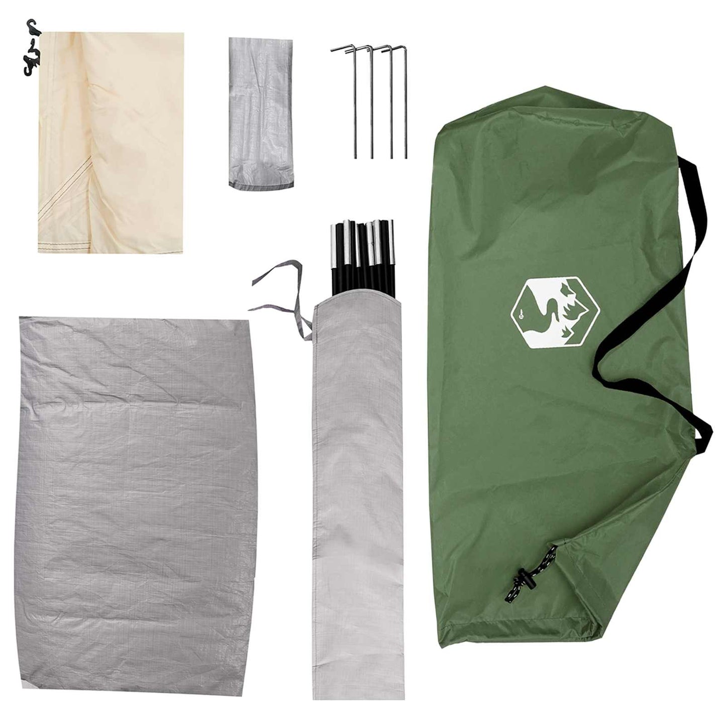 vidaXL Camping Tent 2-Person Green 185T Polyester with PU coating - 190 x 140 x 105 cm