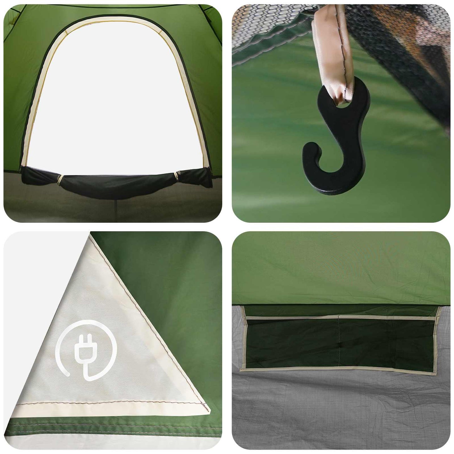 vidaXL Camping Tent 2-Person Green 185T Polyester with PU coating - 190 x 140 x 105 cm