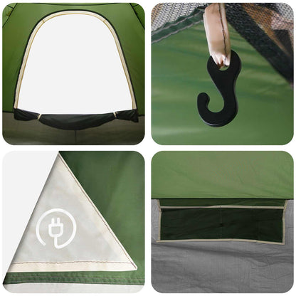 vidaXL Camping Tent 2-Person Green 185T Polyester with PU coating - 190 x 140 x 105 cm