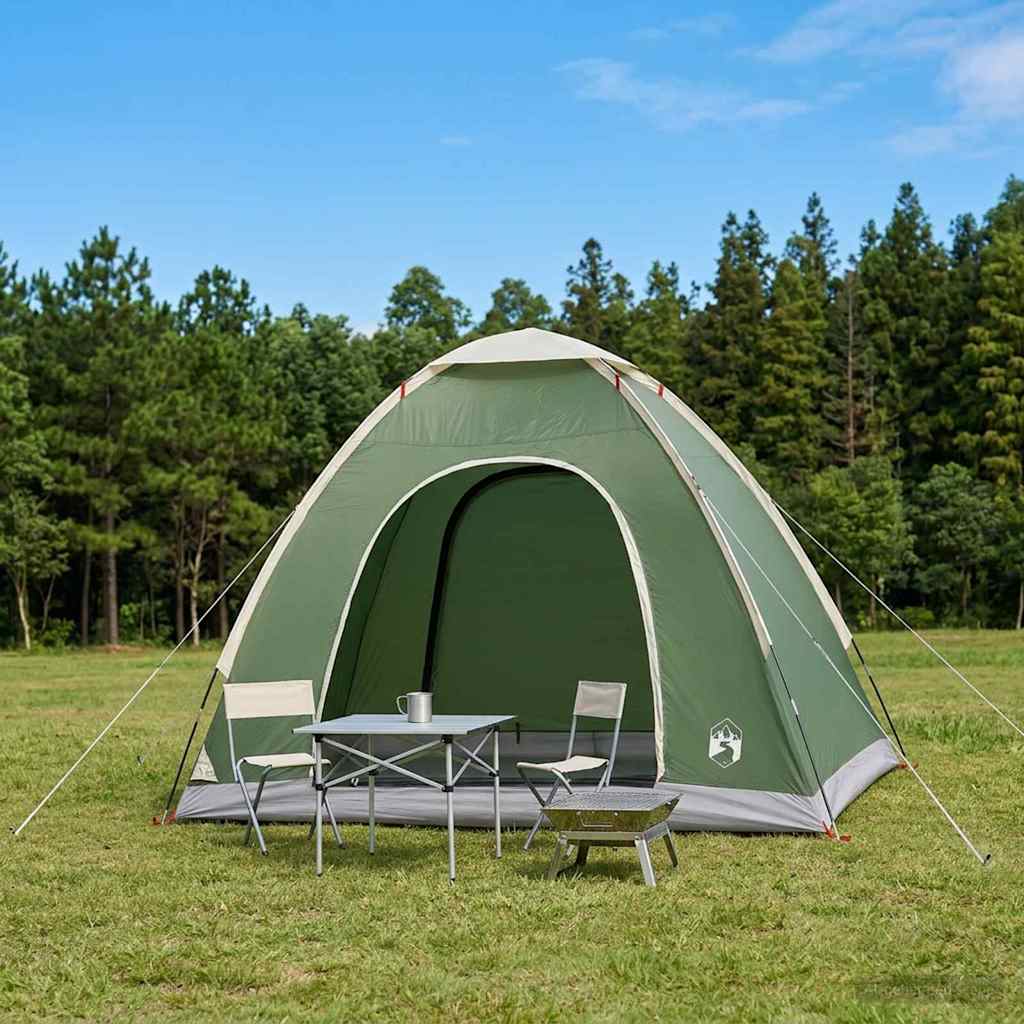 vidaXL Camping Tent 2-Person Green 185T Polyester with PU coating - 190 x 140 x 105 cm