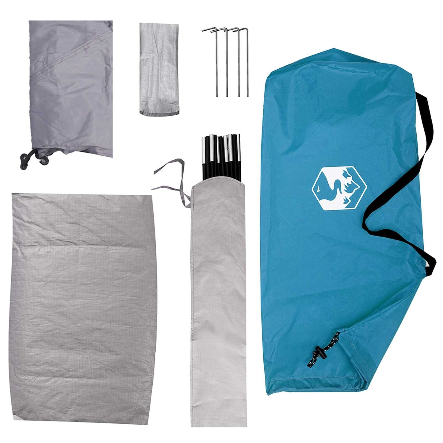 vidaXL Camping Tent 2-Person Blue 185T Polyester with PU coating - 190 x 140 x 105 cm