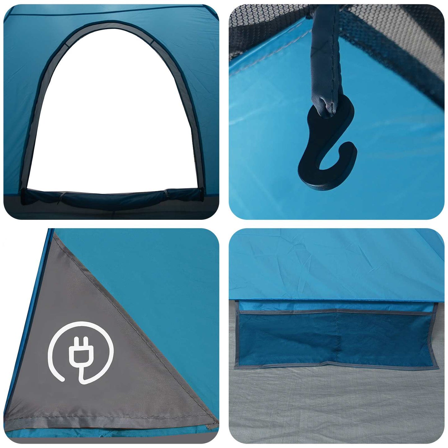 vidaXL Camping Tent 2-Person Blue 185T Polyester with PU coating - 190 x 140 x 105 cm