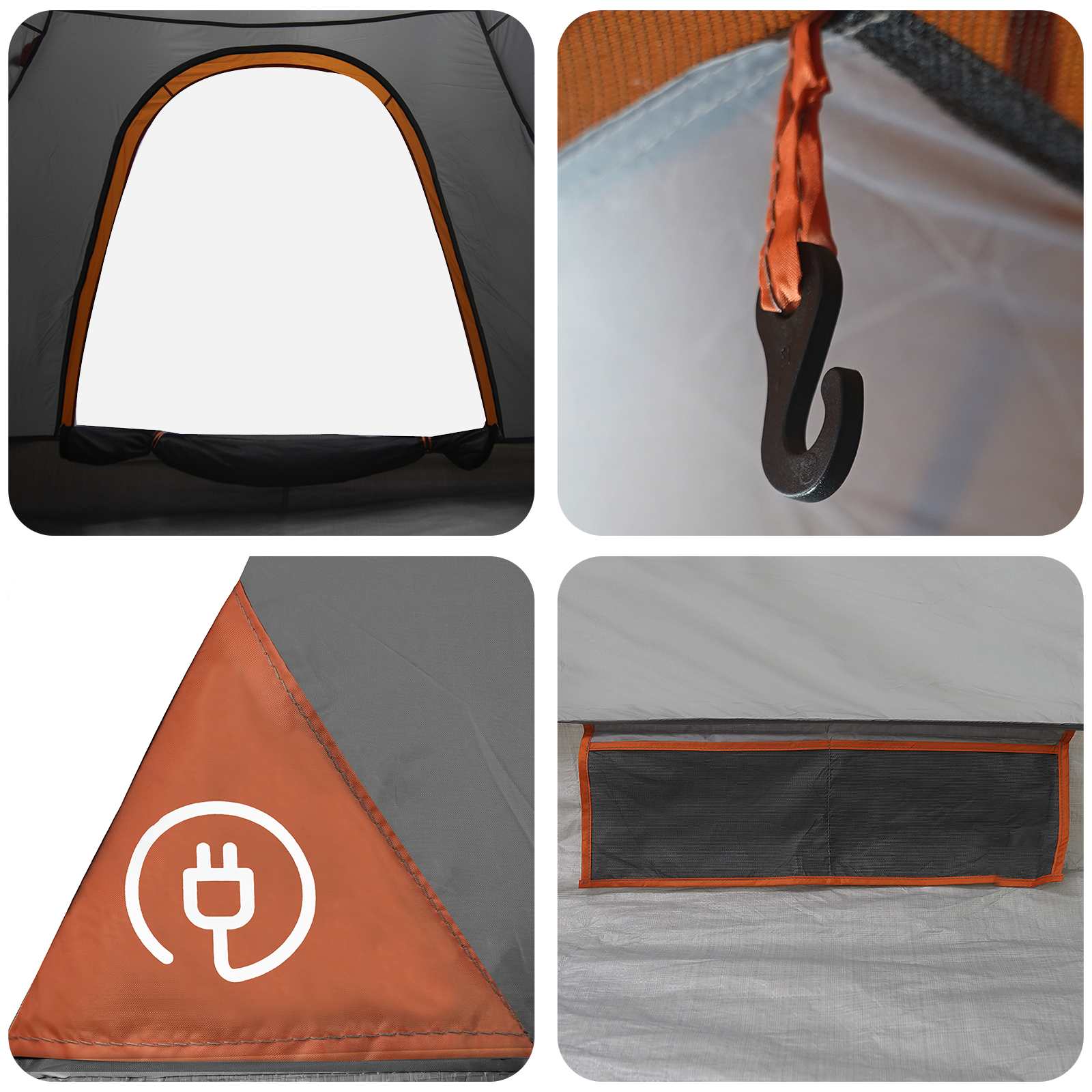 vidaXL Camping Tent 2-Person Grey and Orange - 190 x 140 x 105 cm