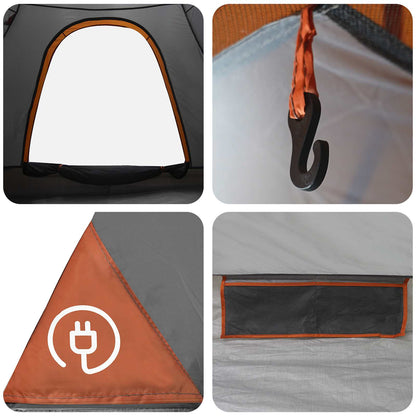 vidaXL Camping Tent 2-Person Grey and Orange - 190 x 140 x 105 cm