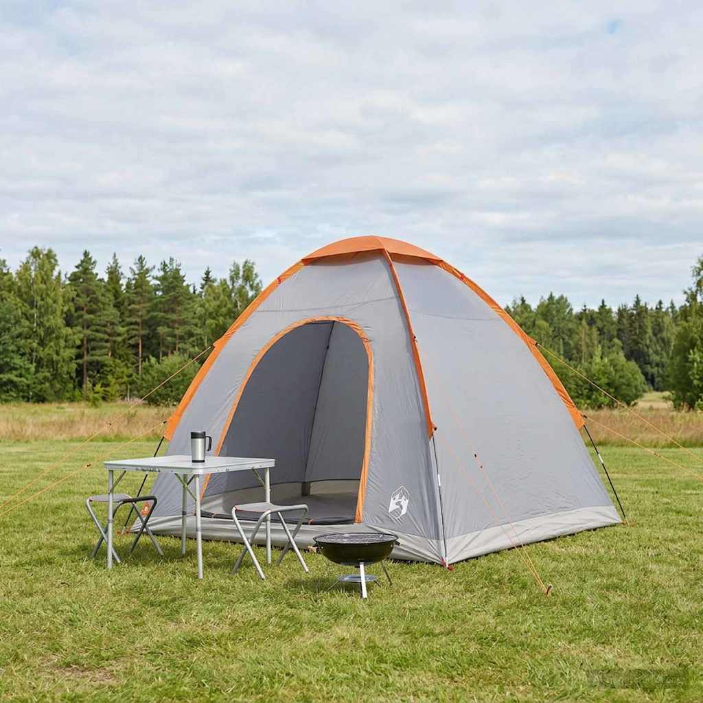 vidaXL Camping Tent 2-Person Grey and Orange - 190 x 140 x 105 cm