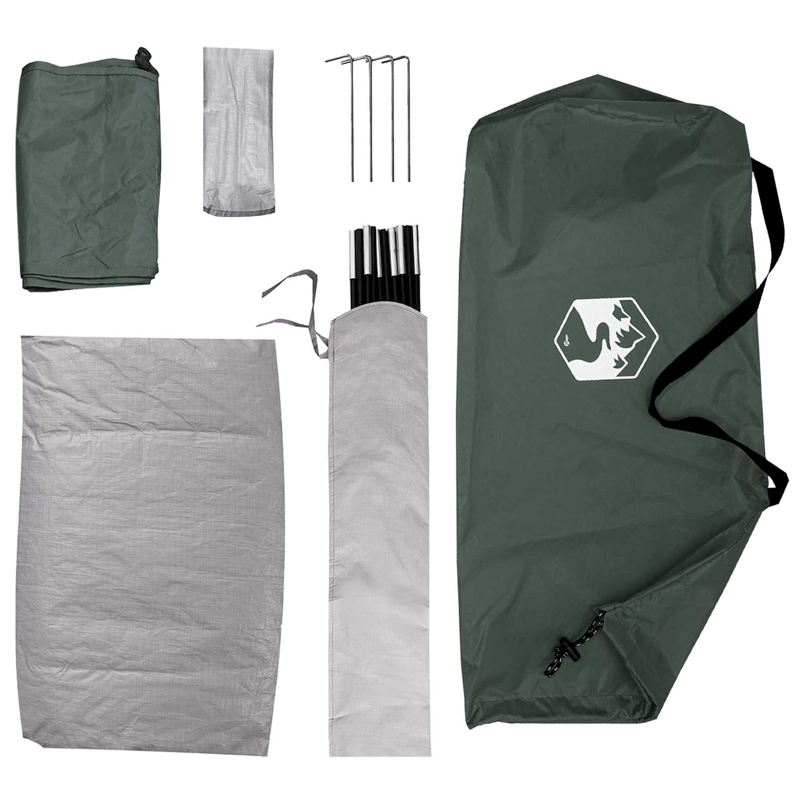 vidaXL Camping Tent 2-Person Army Green 185T Polyester with PU coating - 190 x 140 x 105 cm