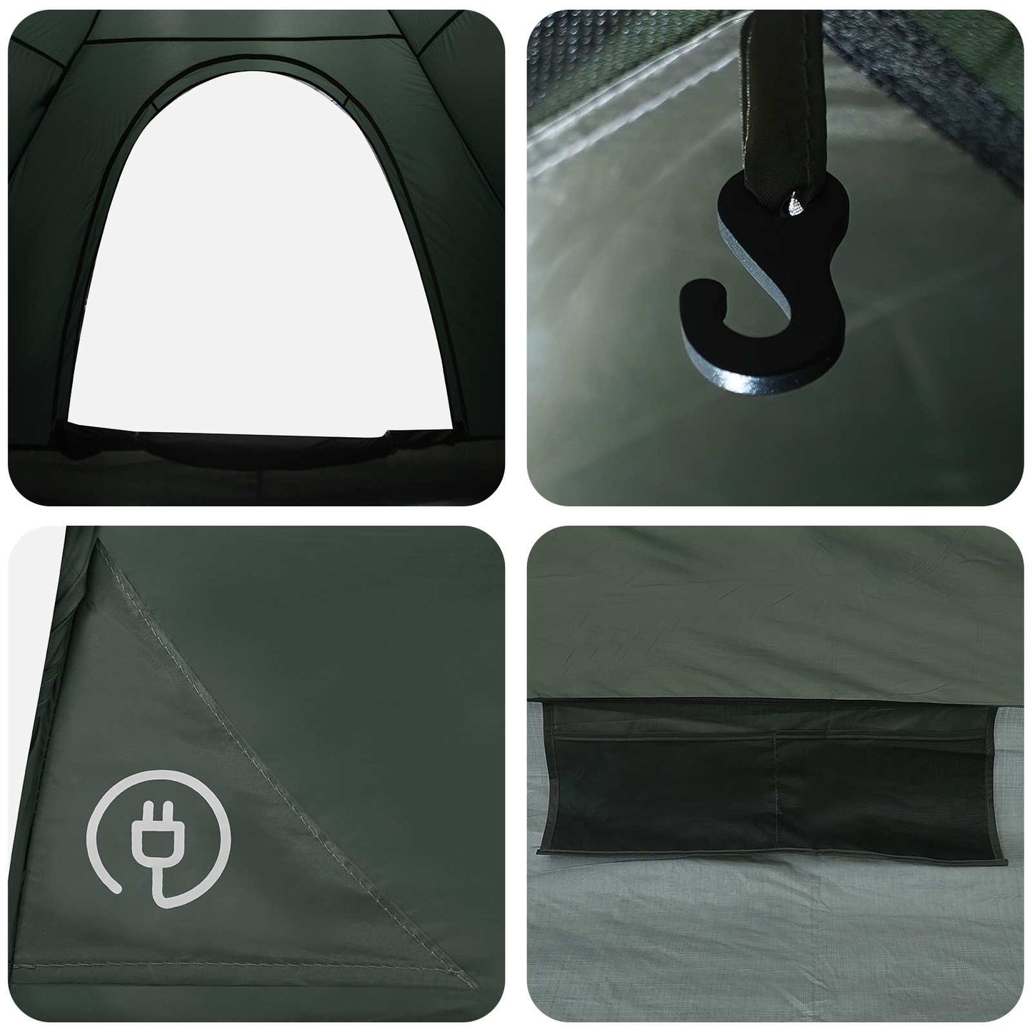 vidaXL Camping Tent 2-Person Army Green 185T Polyester with PU coating - 190 x 140 x 105 cm