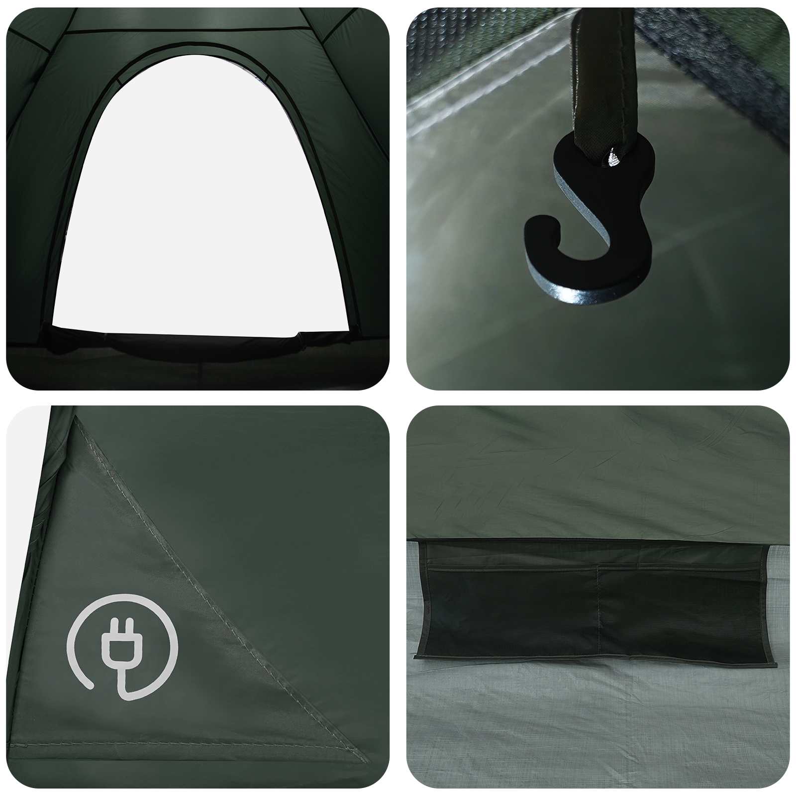 vidaXL Camping Tent 2-Person Army Green 185T Polyester with PU coating - 190 x 140 x 105 cm