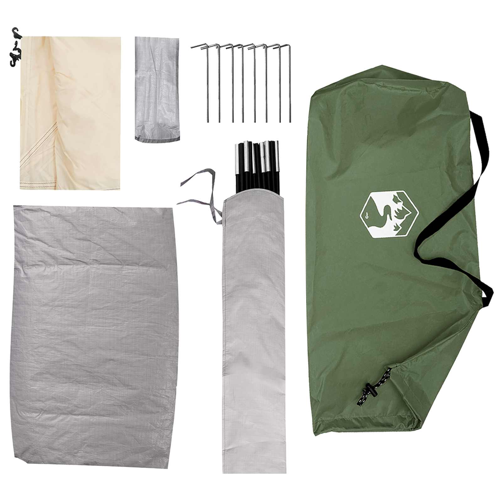 vidaXL Camping Tent 4-Person Green 185T Polyester with PU coating - 275 x 215 x 125 cm