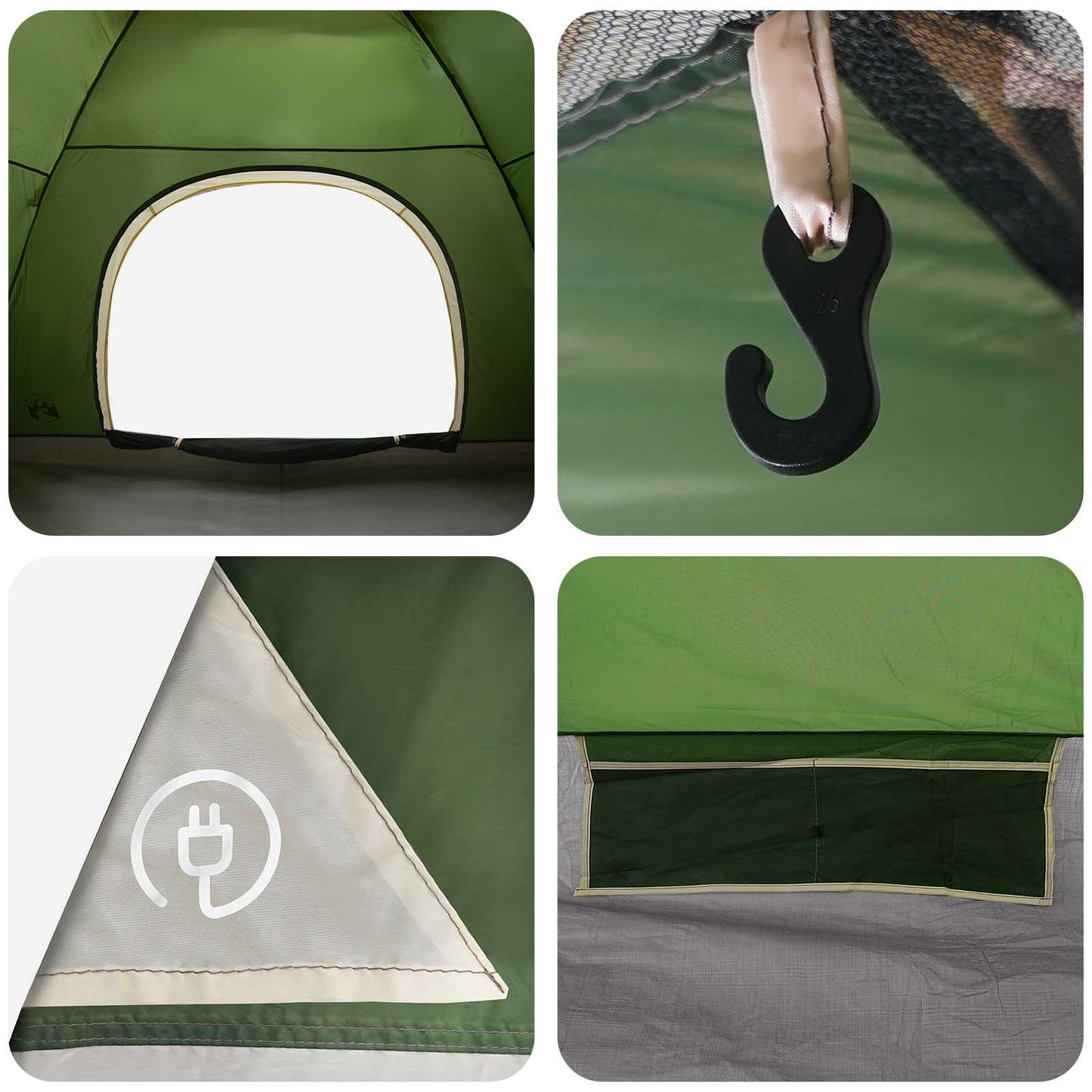 vidaXL Camping Tent 4-Person Green 185T Polyester with PU coating - 275 x 215 x 125 cm