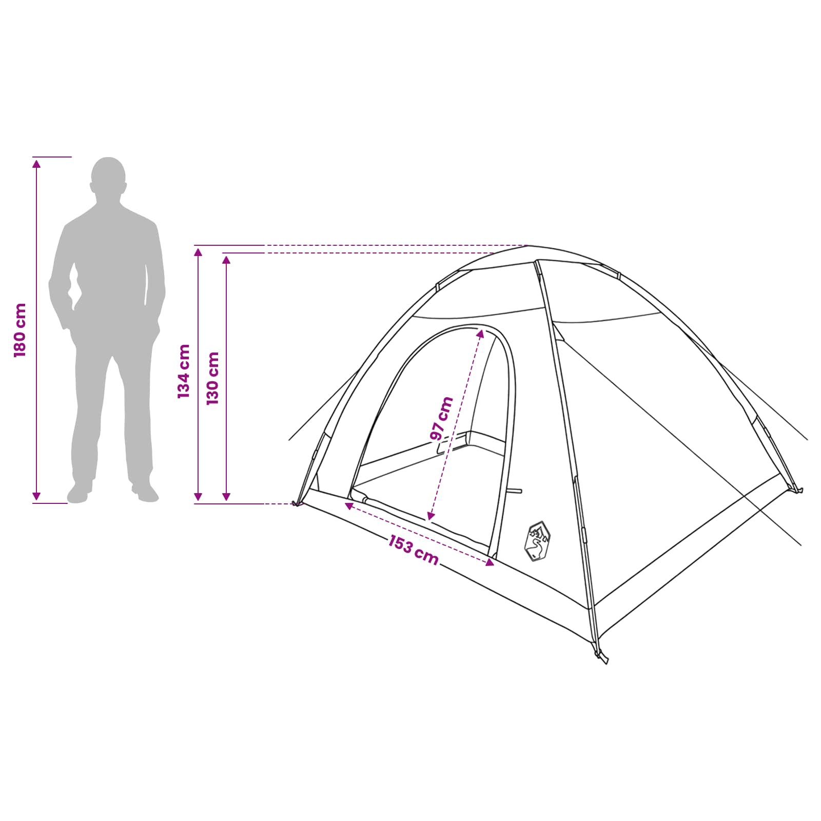 vidaXL Camping Tent 4-Person Green 185T Polyester with PU coating - 275 x 215 x 125 cm