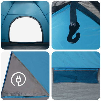 vidaXL Camping Tent 4-Person Blue 185T Polyester with PU coating - 275 x 215 x 125 cm