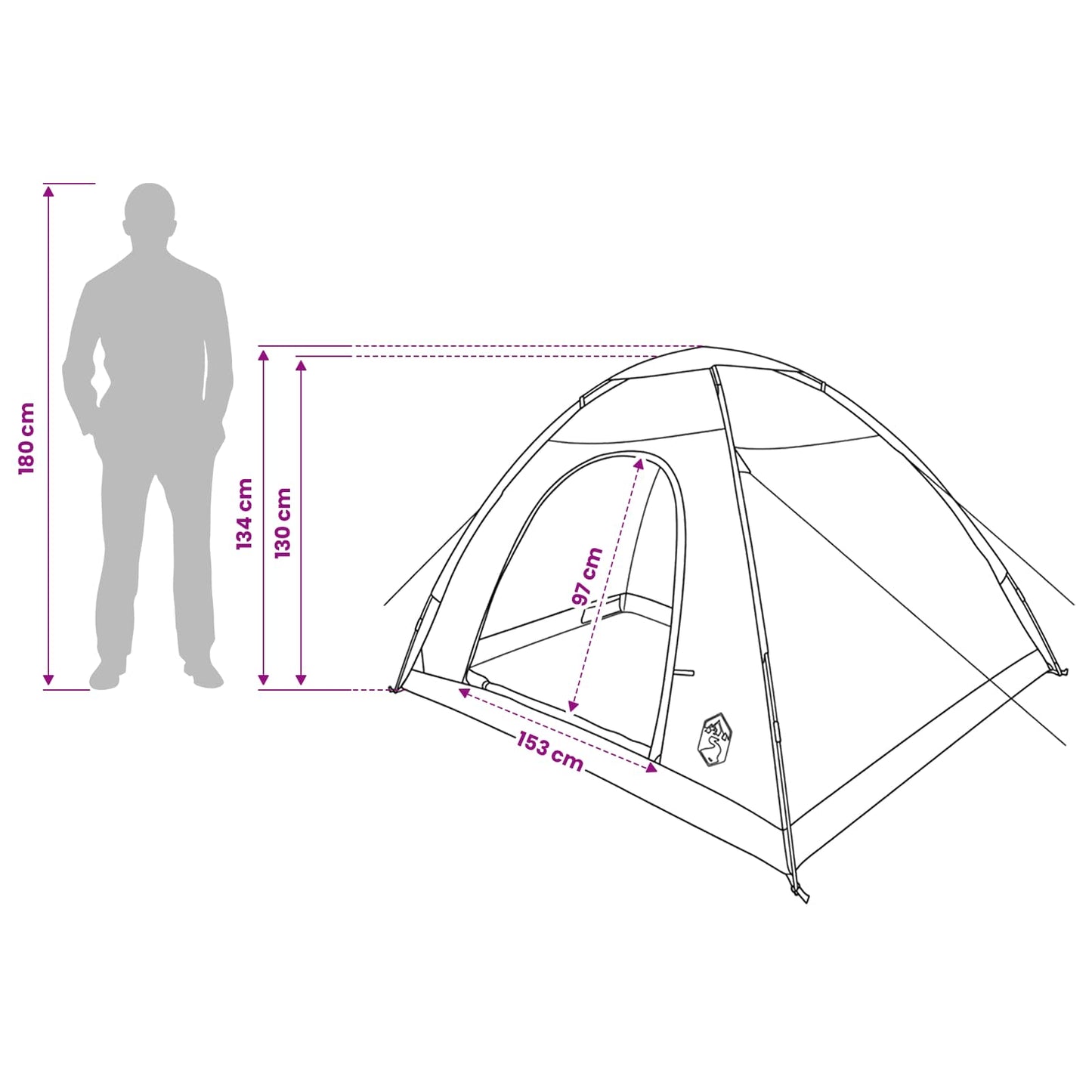vidaXL Camping Tent 4-Person Blue 185T Polyester with PU coating - 275 x 215 x 125 cm