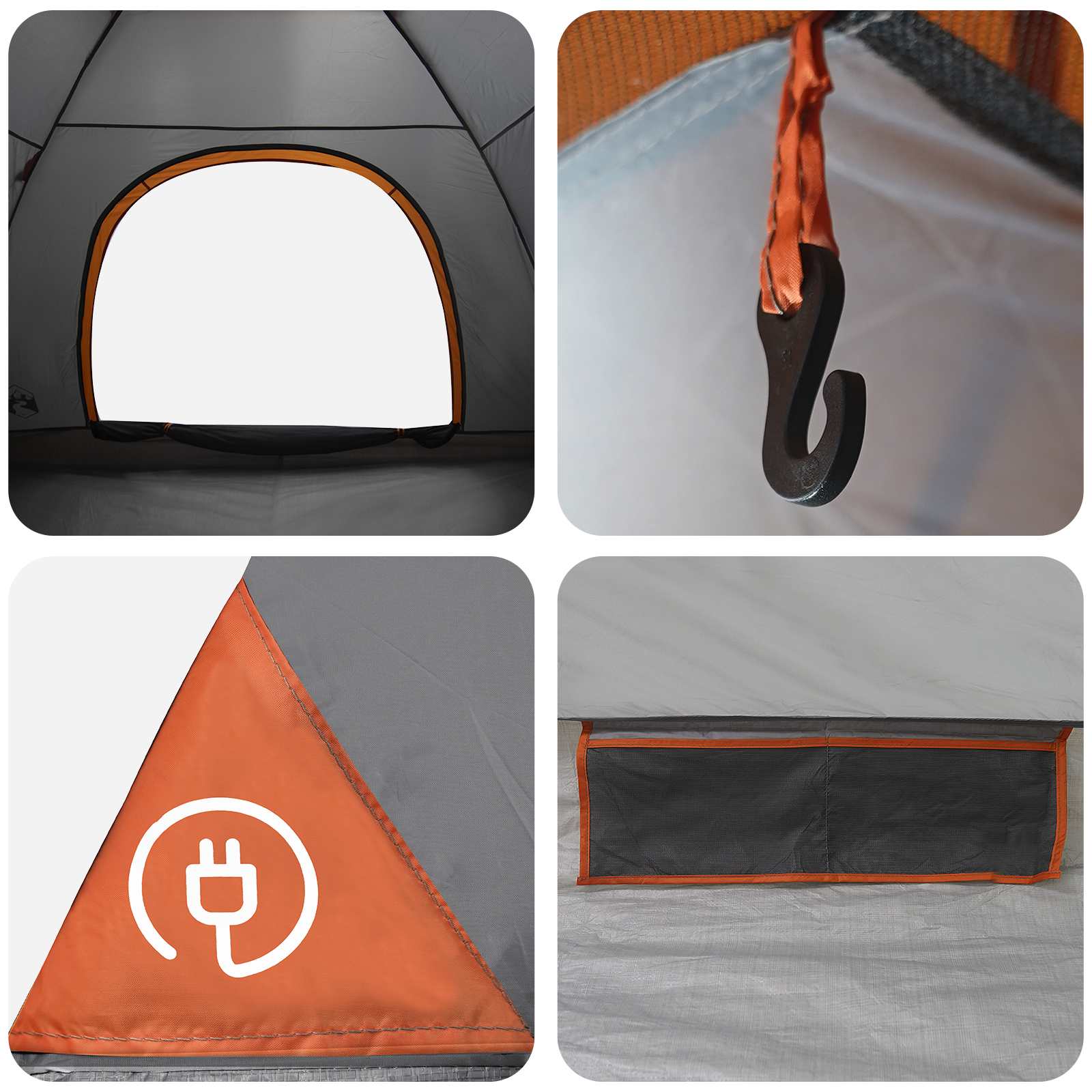 vidaXL Camping Tent 4-Person Grey and Orange - 275 x 215 x 125 cm